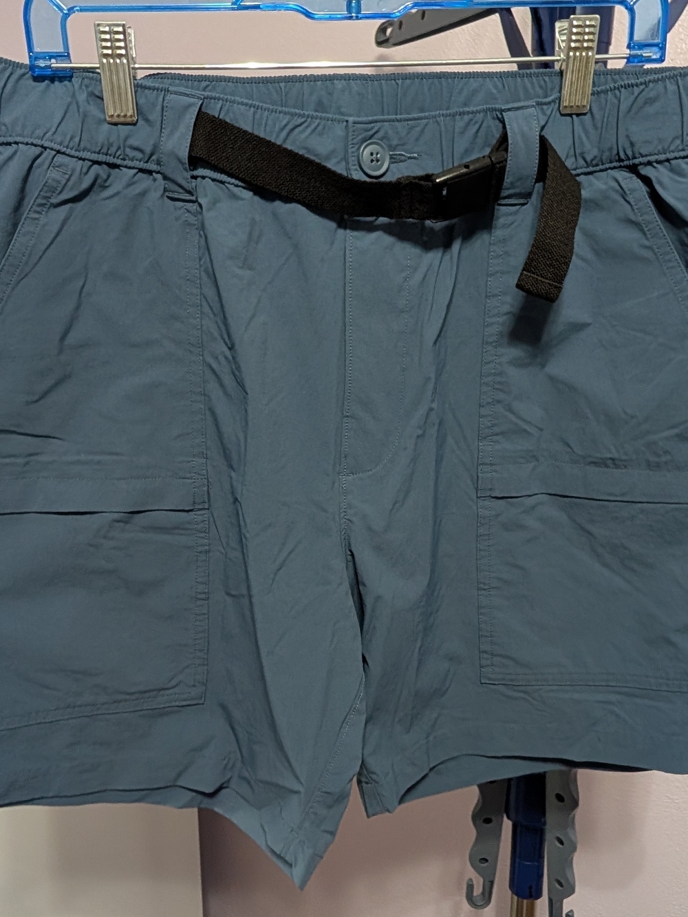 Sonoma Slate Blue Hybrid Shorts with Webbing Belt